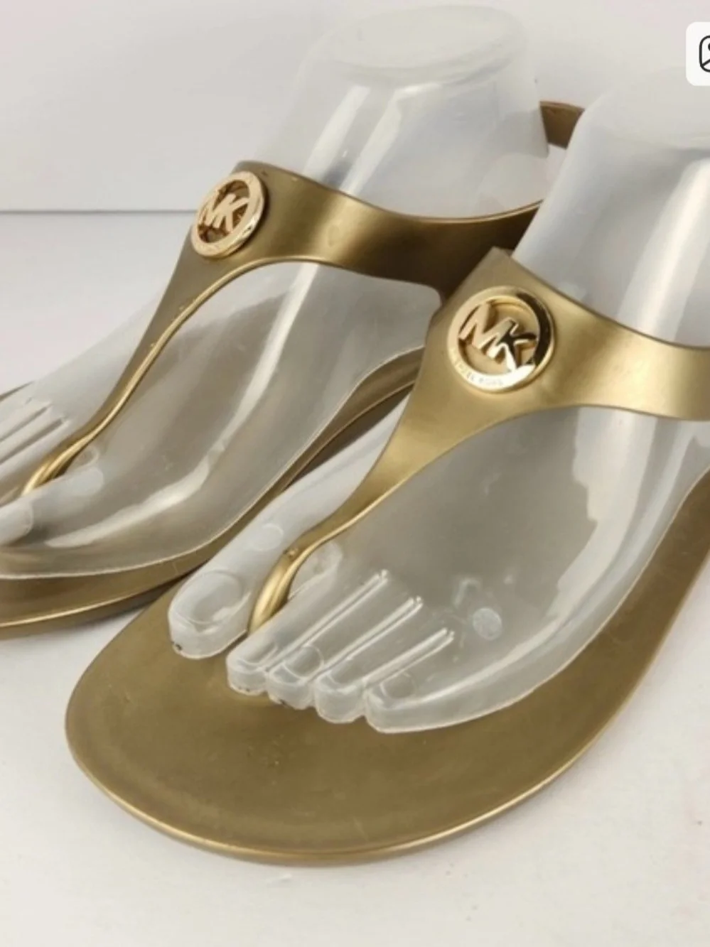 Michael Kors Metallic Gold MK Logo Thong Sandals